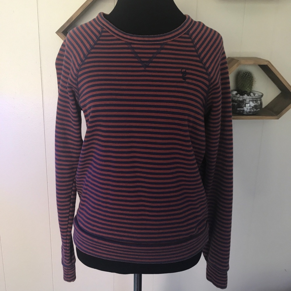 Obey Striped Crew Neck Sweater - Red and Blue
